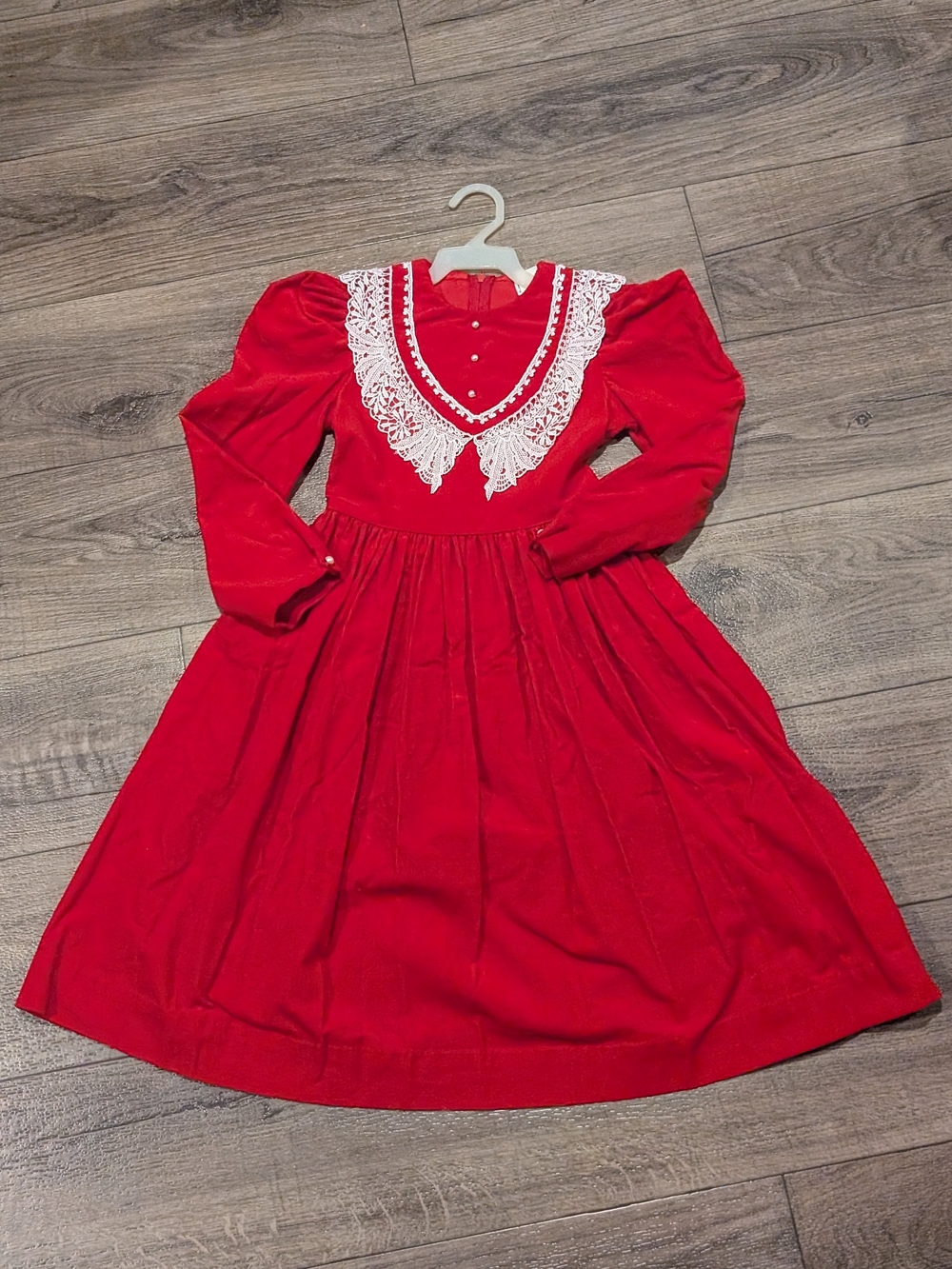 Vintage Cotton Classic Red Lace-Trim Girls' Dress